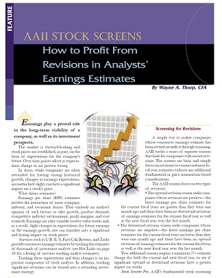 How to Profit From Revisions in Analysts' Earnings Estimates by Wayne Thorp